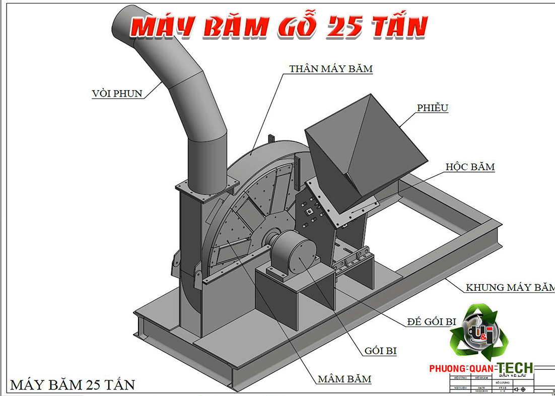 Máy băm gỗ 25 tấn