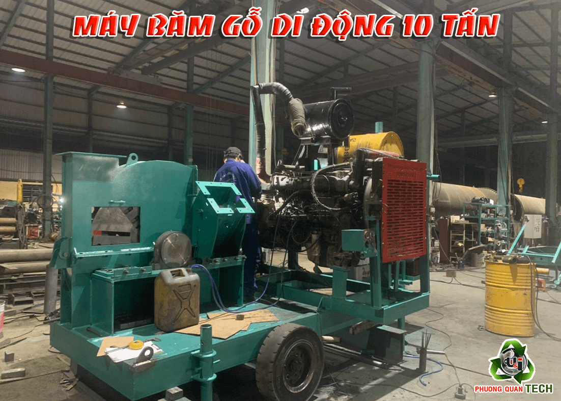 Máy băm gỗ di động 10 tấn